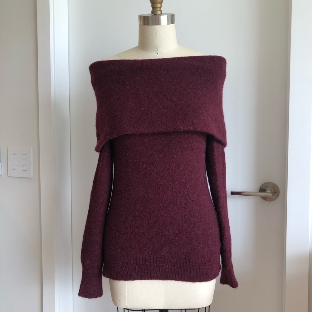 Club Monaco Croquis Off Shoulder Sweater wool alpaca blend